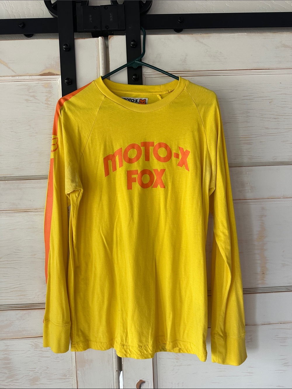 Fox Yellow Long Sleeve Moto-X Tee with Orange Logo